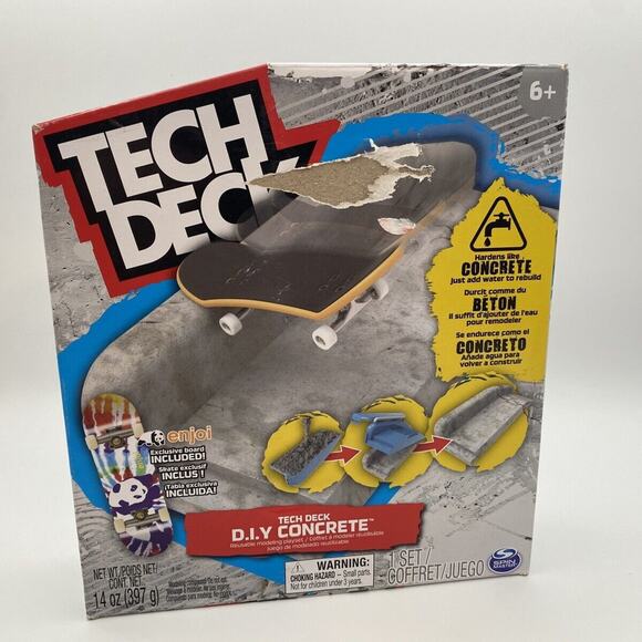 TECH DECK DIY Concrete Reusable Modeling Playset W/Exclusive Enjoi Fingerboard - Picture 1 of 12
